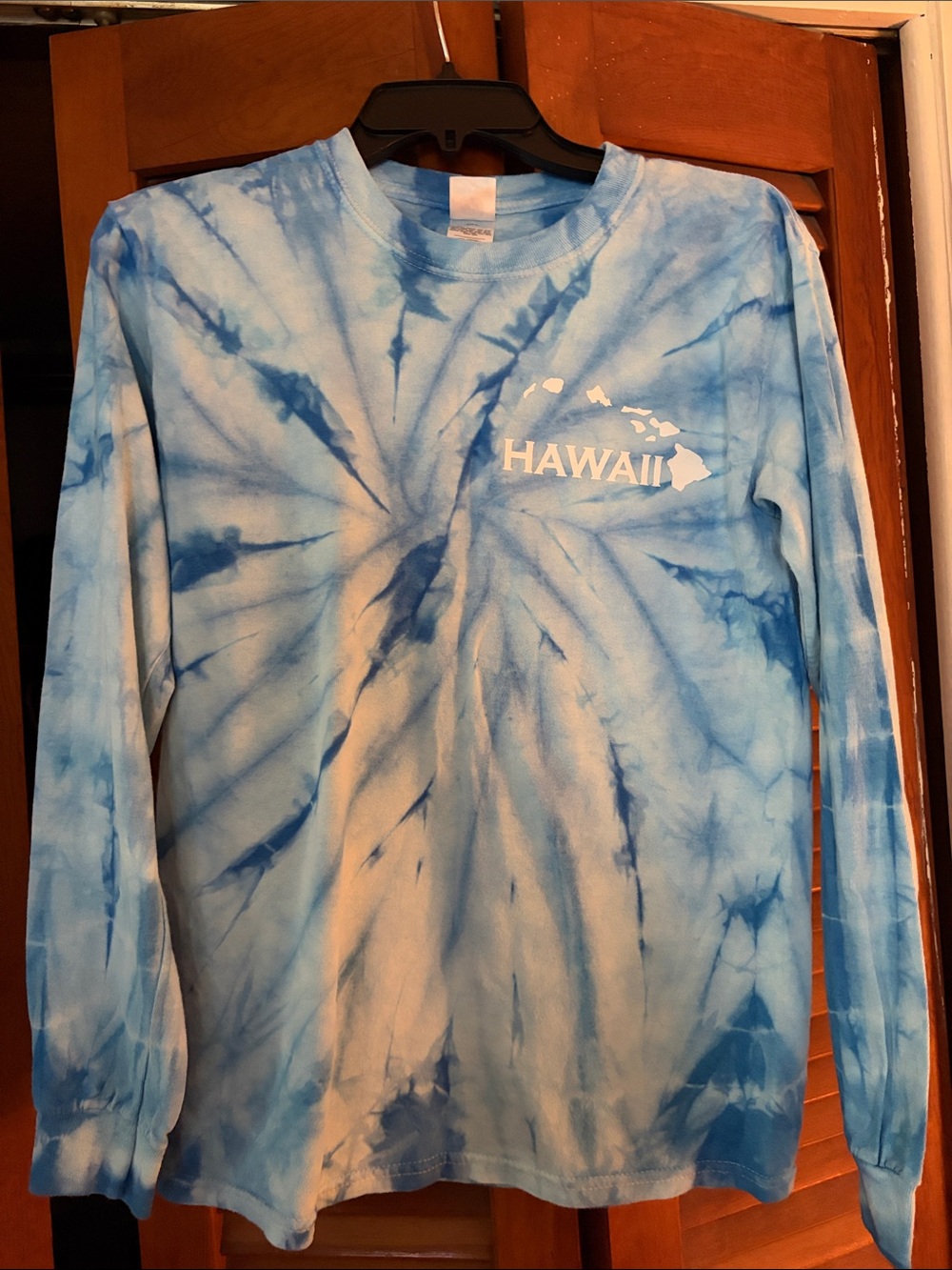 Hawaii Tie-Dye Long Sleeve Tee - Blue & White